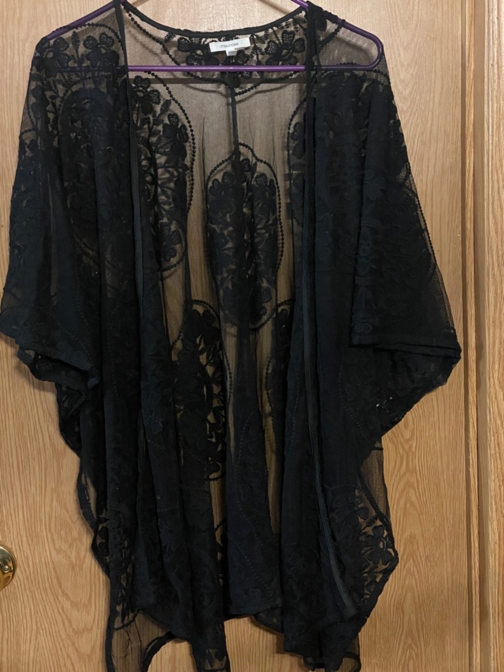 Sheer Black Lace Kimono blouse